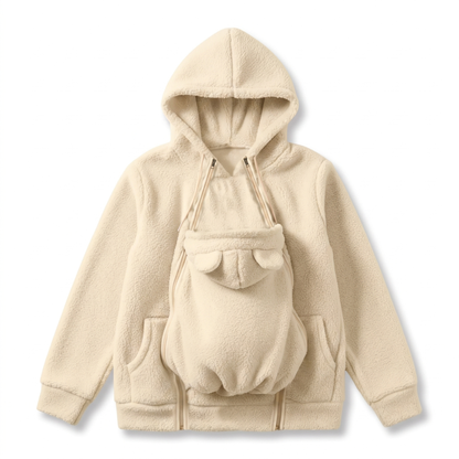 MAMORA Tragehoodie in Beige aus weichem Teddyfleece