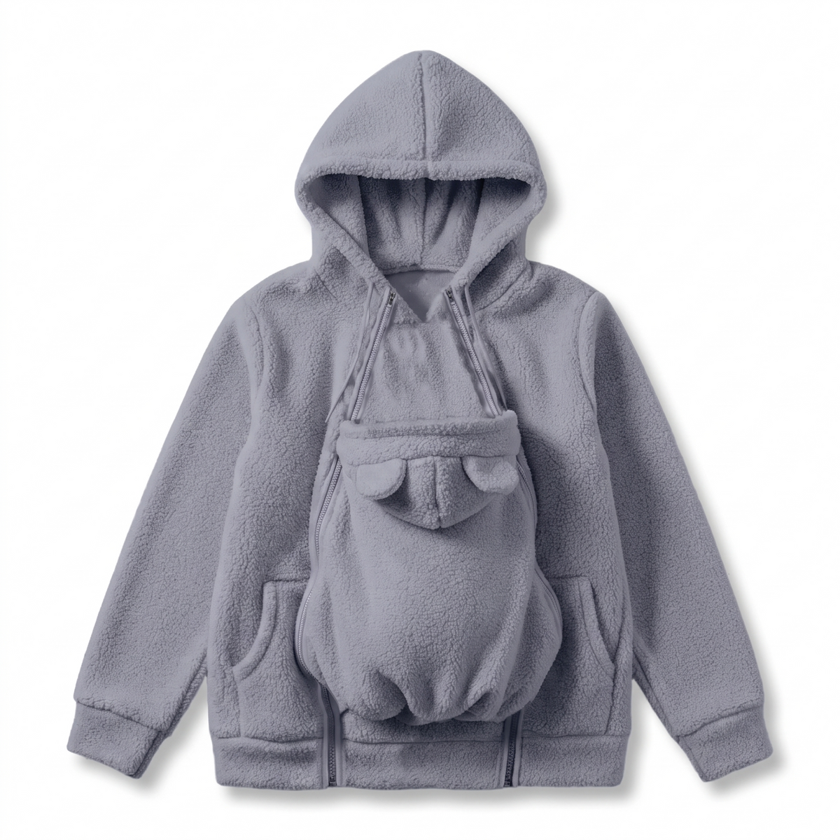 MAMORA Tragehoodie in Grau mit herausnehmbarem Vorderteil