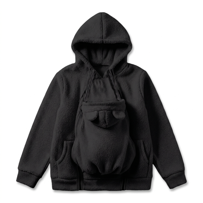 MAMORA Tragehoodie in Schwarz mit Känguru-Babybeutel